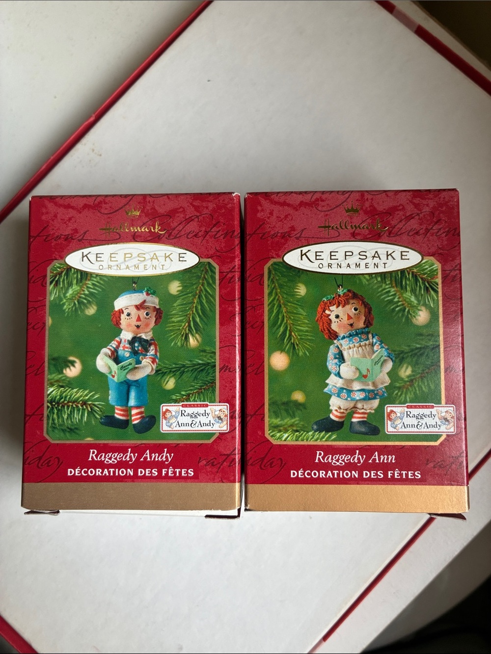 Hallmark Vintage 2001 - Raggedy Ann & Andy Carols Ornaments NWOT